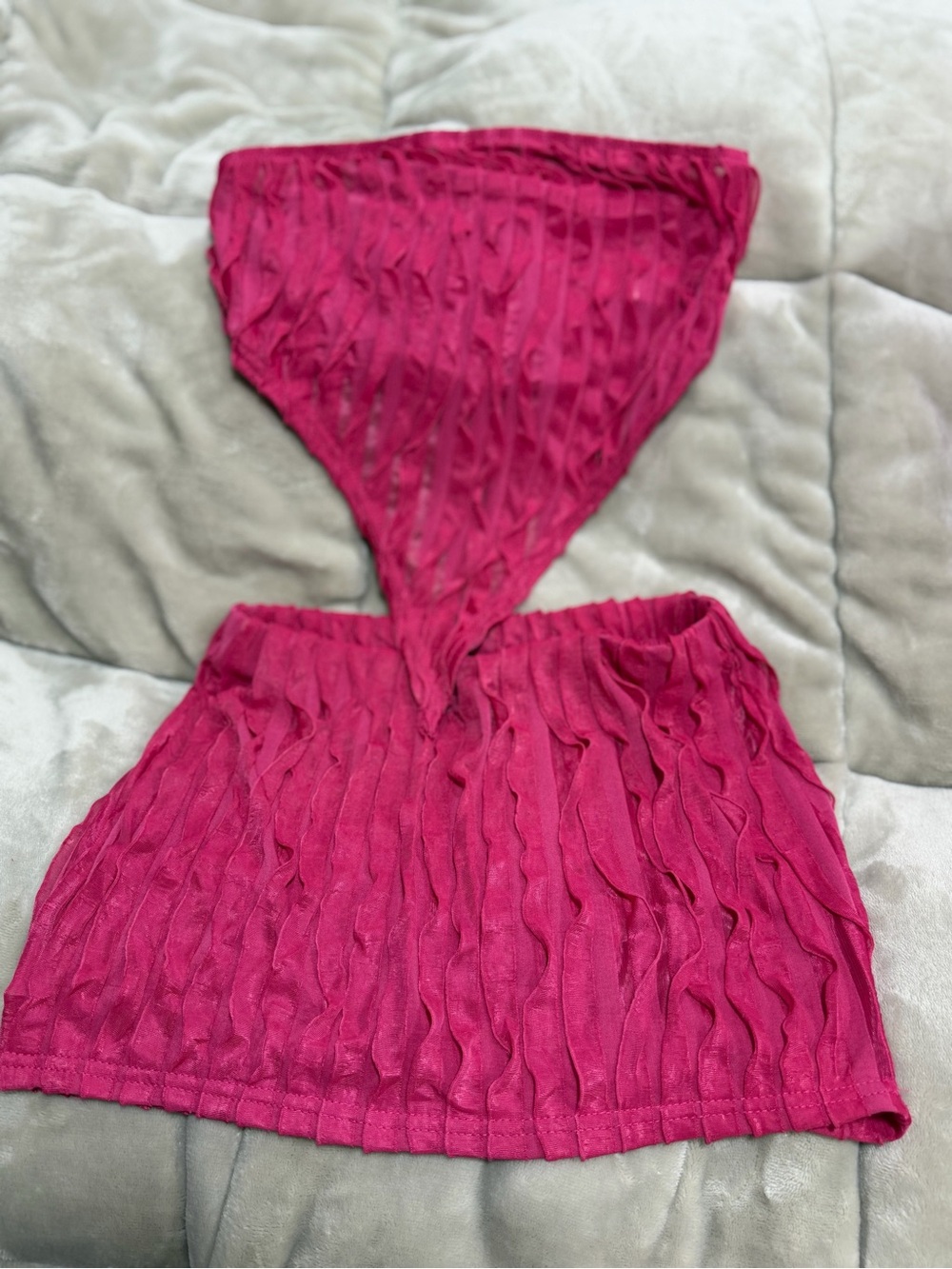 SHEIN Hot Pink Textured Cutout Mini Skirt